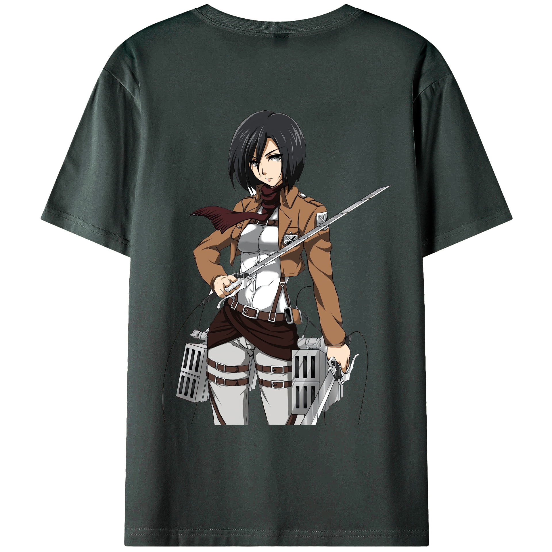 （画像用） 進撃の巨人 ミカサ·アッカーマン Attack on Titan Mikasa Ackerman 綿100％ メンズ半袖Tシャツ（バックプリント） 通気性